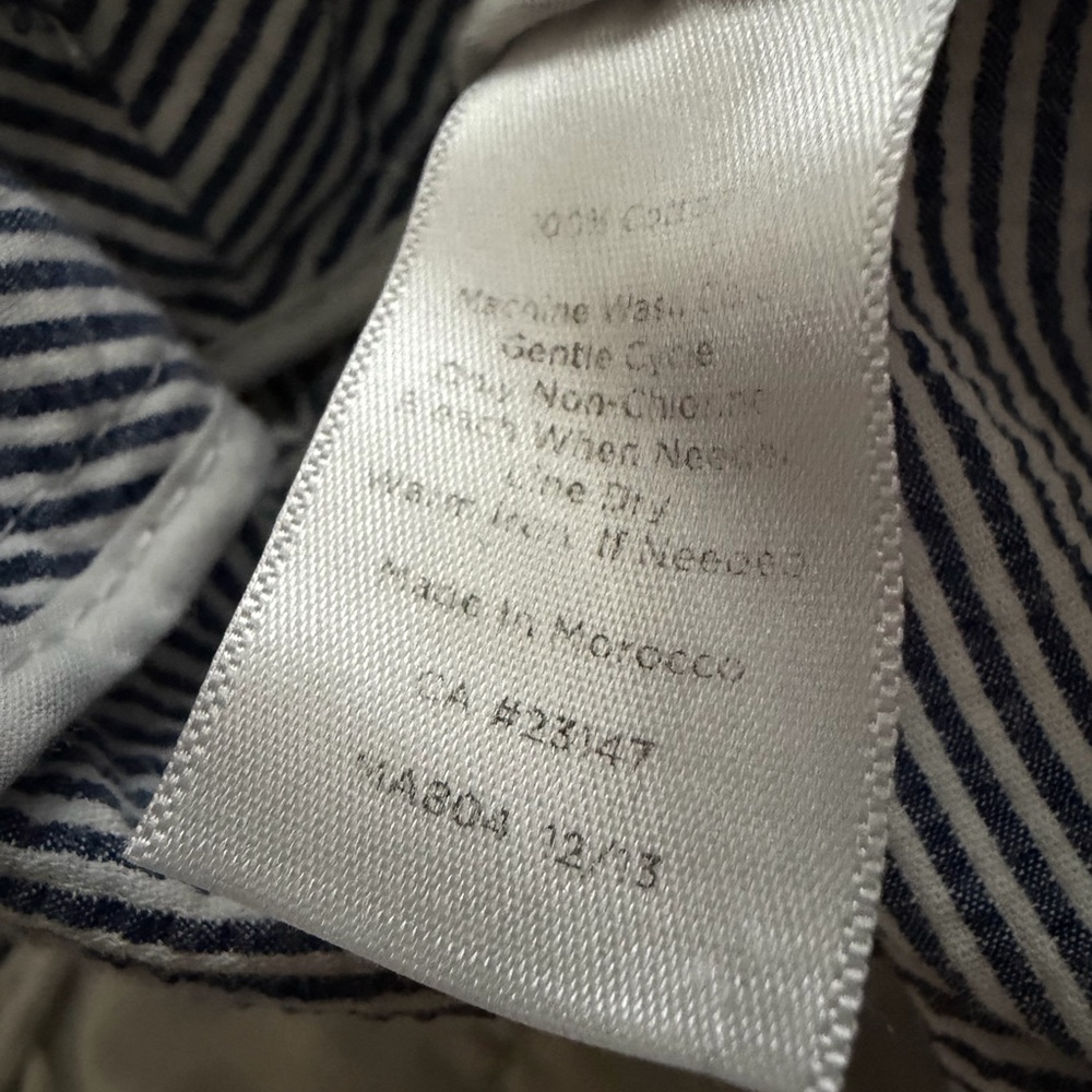 TALBOTS HERITAGE Blue + White Striped Seersucker Crop Summer Pants Plus 16W - Picture 5 of 5